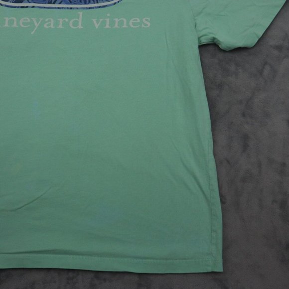 Vineyard Vines Shirt Mens M Green Short Sleeve Round Neck Print Logo Cotton Tee - Picture 12 of 14